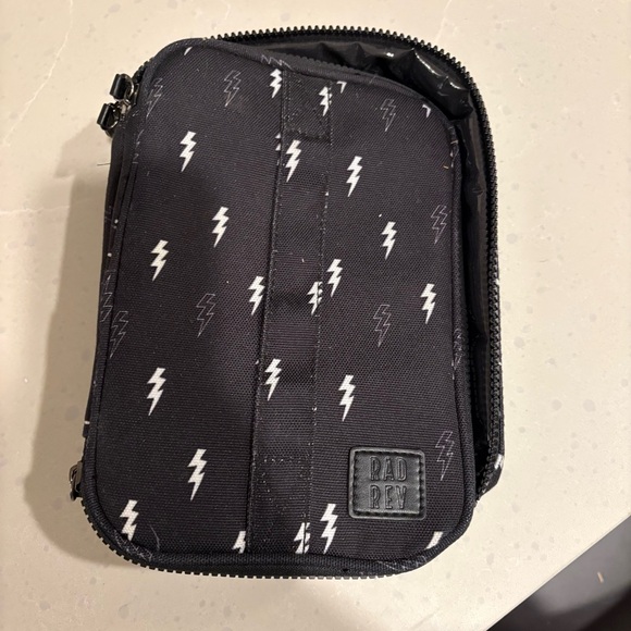 Rad Rev Handbags - Rad Rev Black and White Lightning Bolt Jewelry Travel Bag